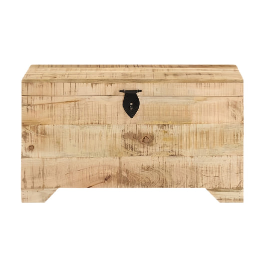 Solid Wood Storage Chest with Metal Latch, Rectangular Trunk Box